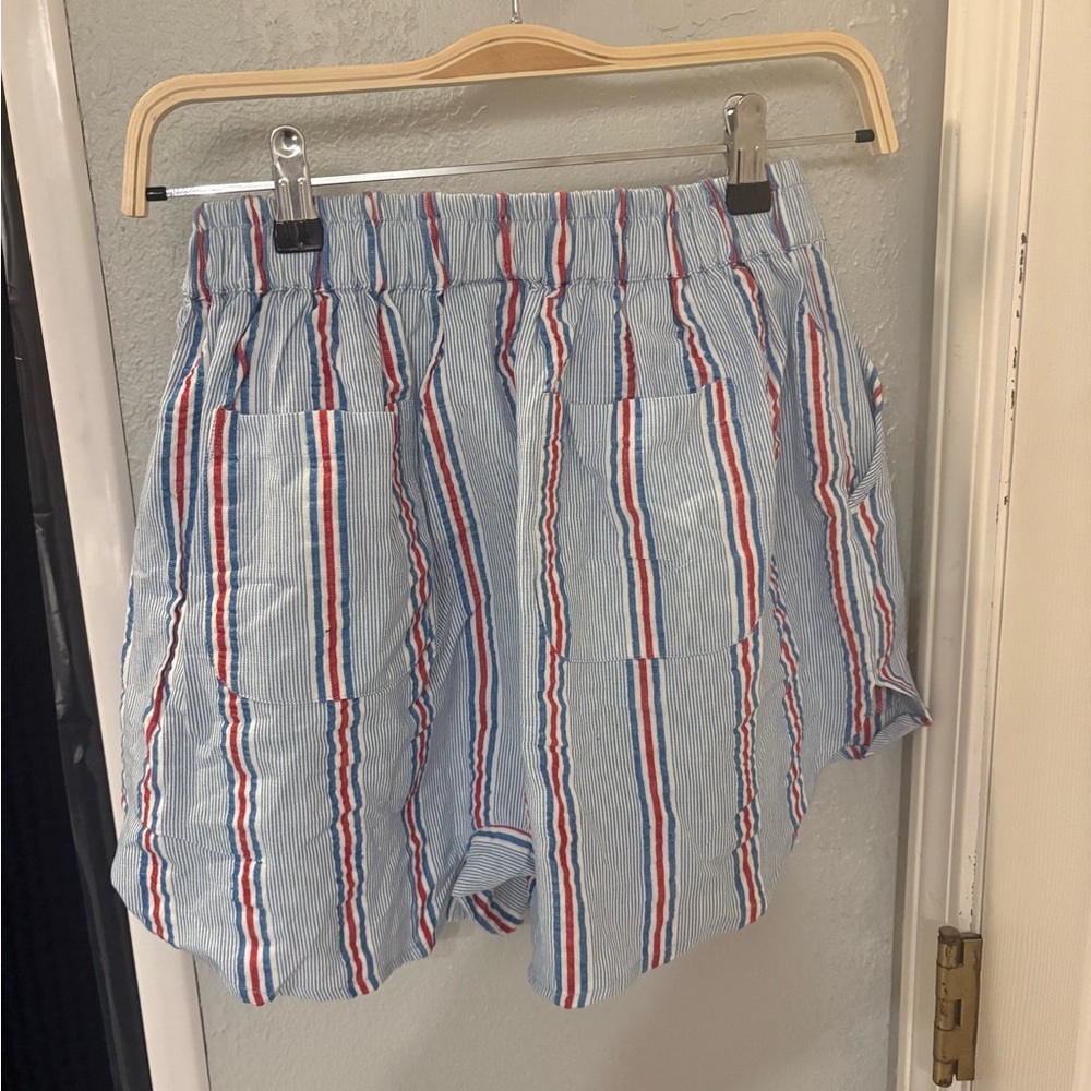 Free People Ciao Ciao Vacation Stripes Boxer Shorts XS Red & Blue Cotton Stripe - Picture 7 of 7